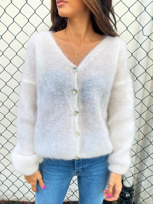 Cornelia Mohair Cardigan - White