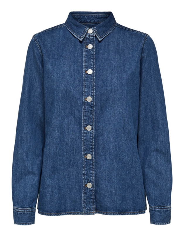 Ofelia Basic Mid Blue Denim Shirt  - Image 2