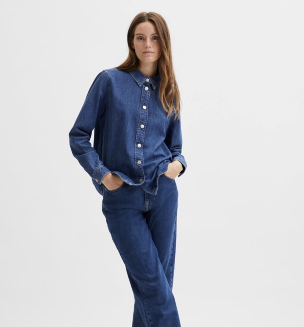 Ofelia Basic Mid Blue Denim Shirt  - Image 3