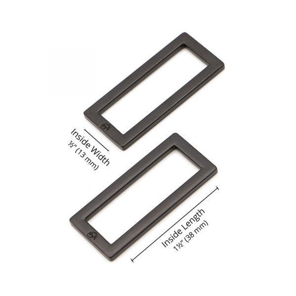 By Annie rectangle ring 1,5’’ black 2 pack