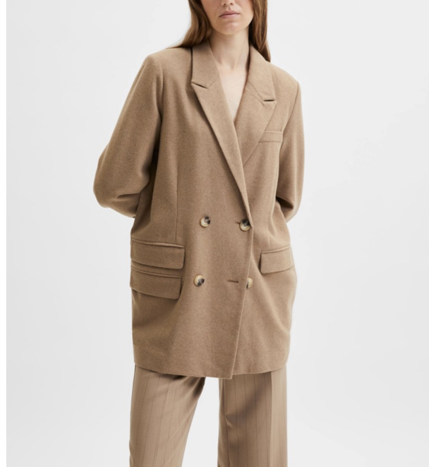 Regina Double Breasted Wool Blazer - Amphora  - Image 3