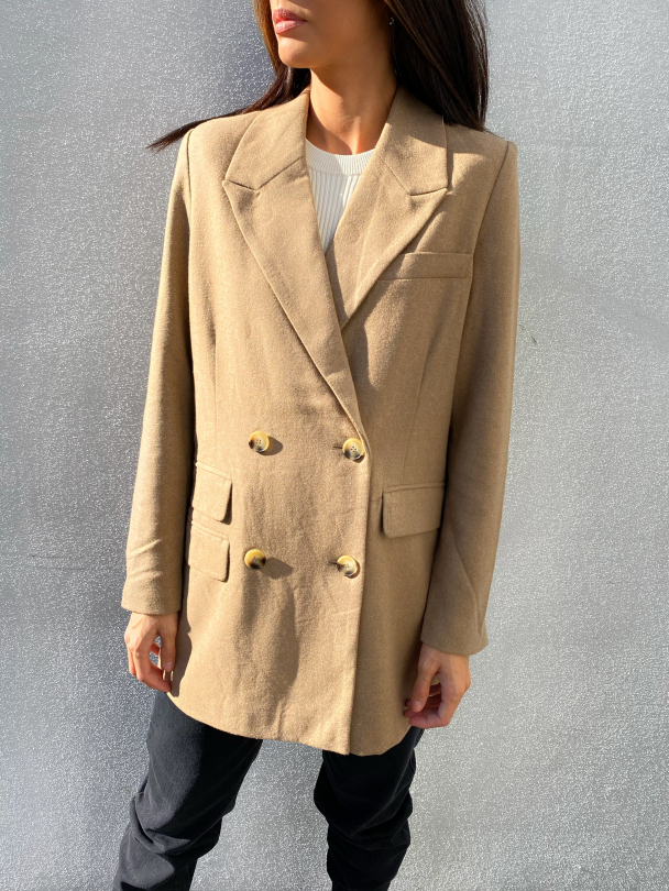 Regina Double Breasted Wool Blazer - Amphora  - Image 1