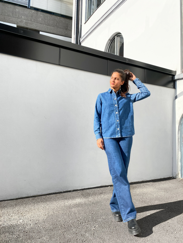 Ofelia Basic Mid Blue Denim Shirt  - Image 5