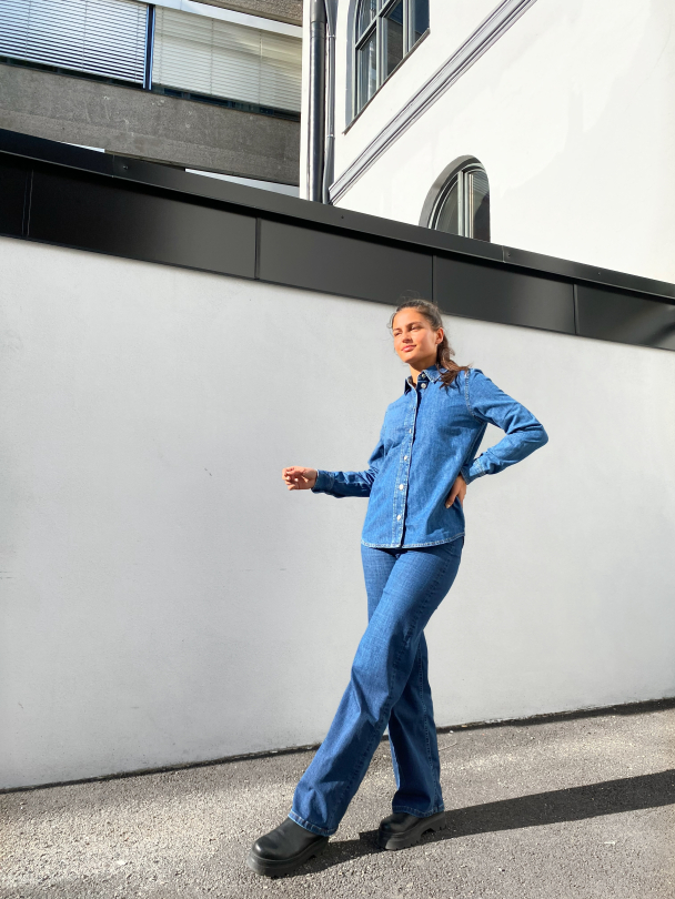 Ofelia Basic Mid Blue Denim Shirt  - Image 6