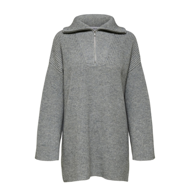 Kalle Knit High Neck - Light Grey Melange - Image 2