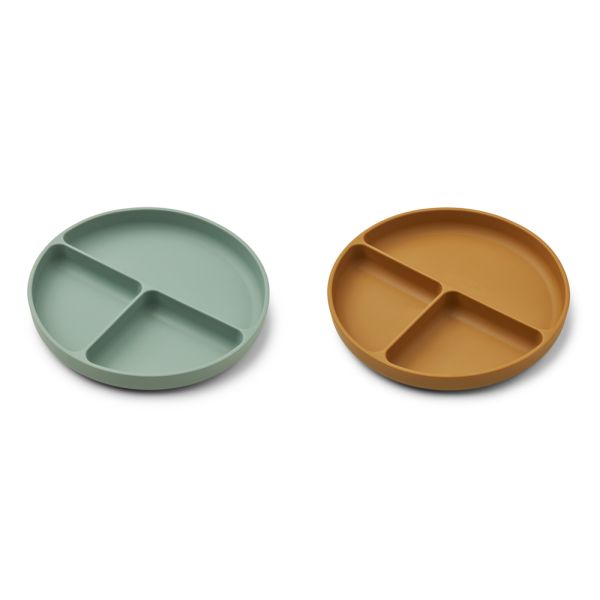 LIEWOOD - HARVEY DIVIDER PLATE 2-PK PEPPERMINT/GOLDEN CARAMEL MIX