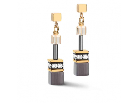 GEOCUBE Earrings Grey & Gold