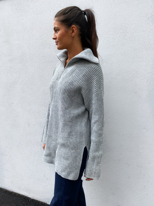 Kalle Knit High Neck - Light Grey Melange - Image 5