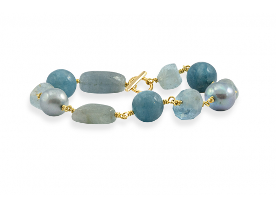 Joy of Gems (Blue quartz) - Forgylt Armbånd