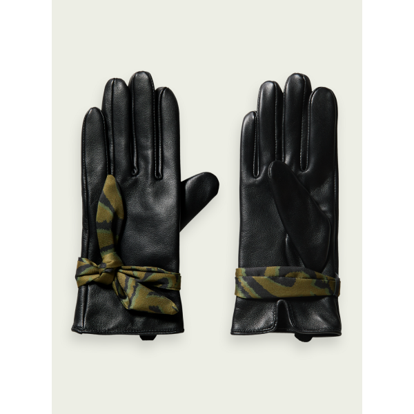 Classic leather gloves with scarf details