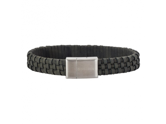 Silver bracelet grey calf leather - 12mm 