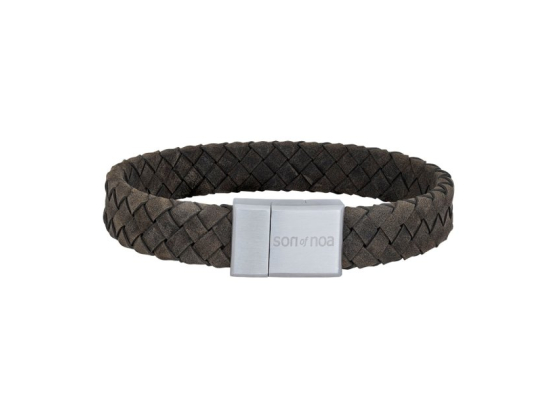Silver bracelet grey calf leather - 12mm 