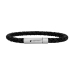 Silver bracelet black calf leather braided - 6mm 