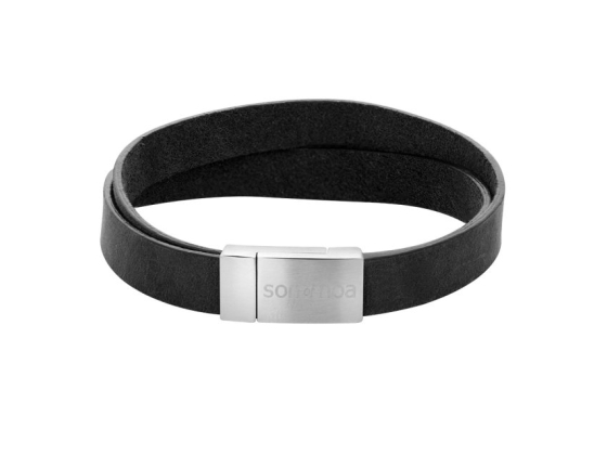 Silver bracelet grey calf leather - 10mm 