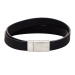 Silver bracelet black calf leather - 10mm 
