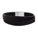 Silver bracelet black calf leather - 10mm 