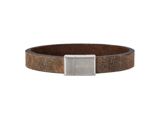Silver bracelet brown calf leather - 12mm 