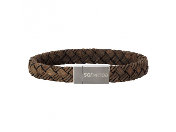 Silver bracelet brown calf leather - 10mm 