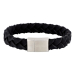 Silver bracelet black calf leather - 12mm 