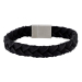 Silver bracelet black calf leather - 12mm 