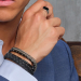 Silver bracelet black calf leather - 12mm 