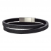 Silver bracelet black calf leather - 6mm 