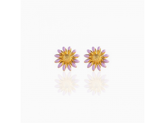Lavender Enamel Sunflower - Ørepynt