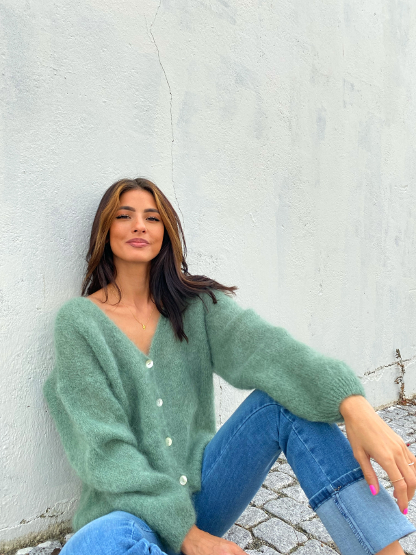 Cornelia Mohair Cardigan - Dusty Green - Image 4