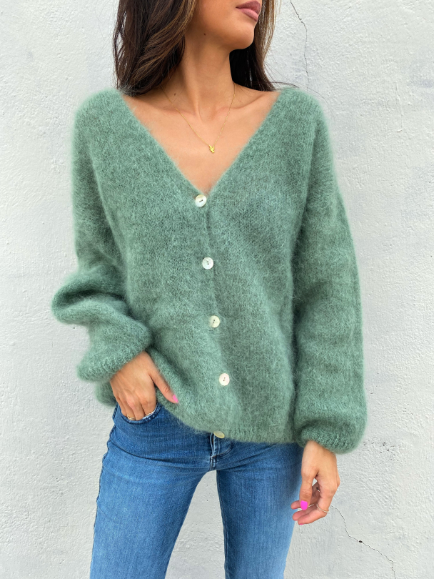 Cornelia Mohair Cardigan - Dusty Green - Image 1