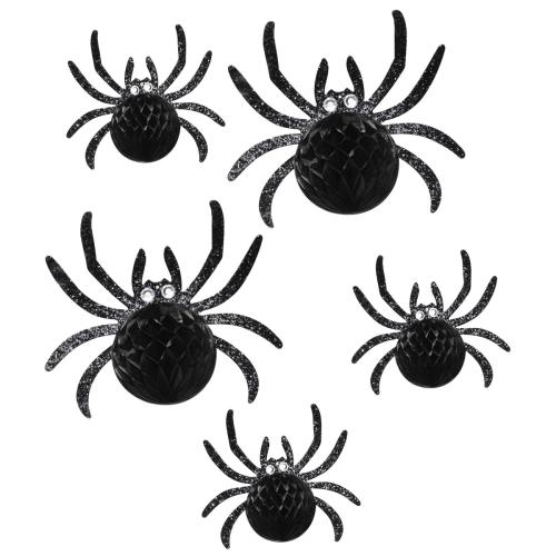 5 svarte Halloween-edderkopper