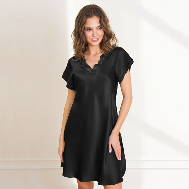 Pure Silk nightdress m/blonde, sort - Image 1