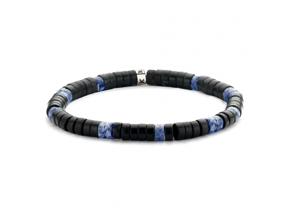 Matt Dark Blue and Black Agate Bracelet