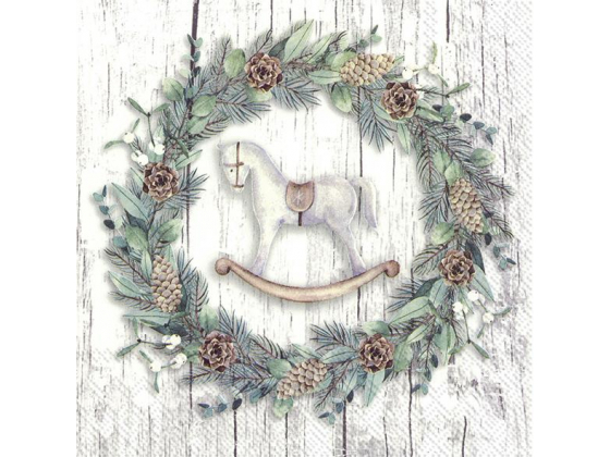 White Christmas wreath – kaffeservietter