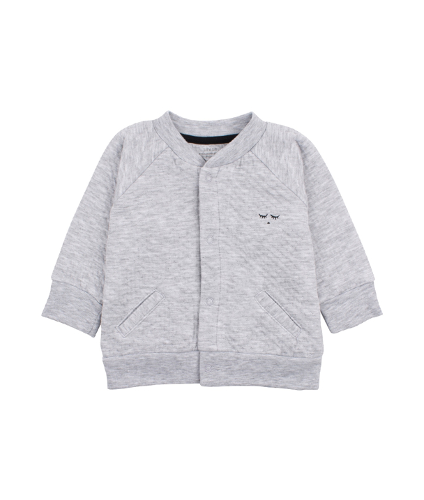 Bomber Cardigan - Grey Melange Jacquard - Image 1