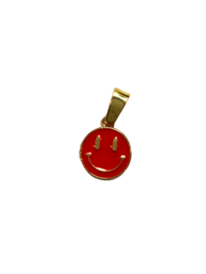 Smiley rød gullfarget 12 mm charms