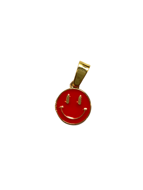 Smiley rød gullfarget 12 mm charms