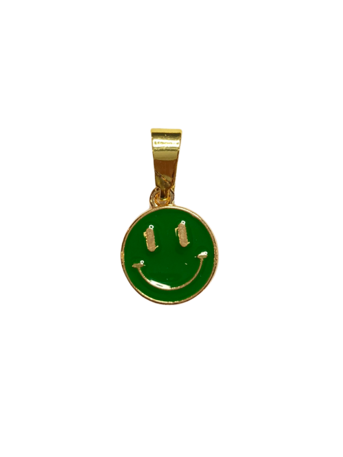 Smiley grønn gullfarget 12 mm charms