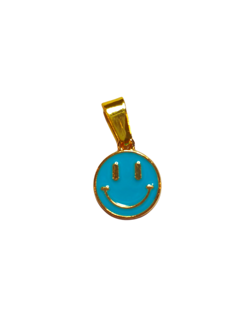 Smiley blå gullfarget 12 mm charms