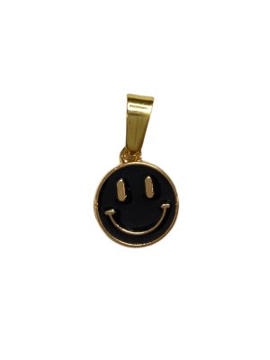 Smiley svart gullfarget 12 mm charms