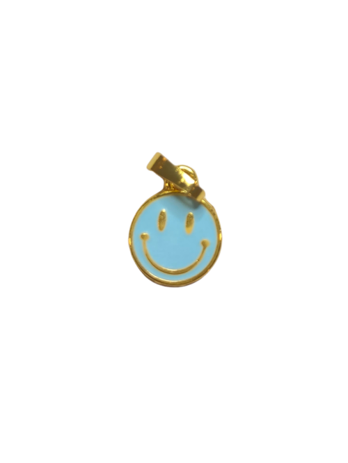 Smiley blå gullfarget 10 mm charms