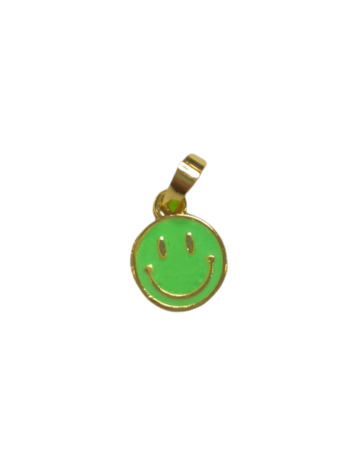 Smiley grønn gullfarget 10 mm charms