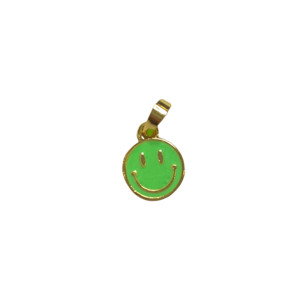 Smiley grønn gullfarget 10 mm charms