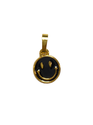 Smiley svart gullfarget 10 mm charms