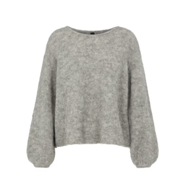 Muna Knit Pullover - Light Grey Melange - Image 2