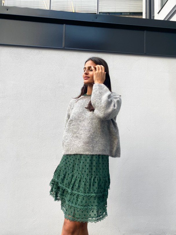 Muna Knit Pullover - Light Grey Melange - Image 3