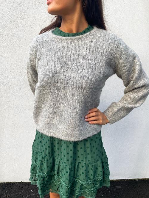 Muna Knit Pullover - Light Grey Melange