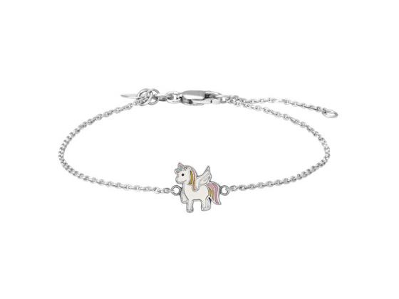 Rhod. silver bracelet unicorn