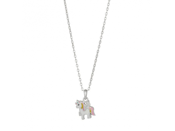 Rhod. silver pendant unicorn