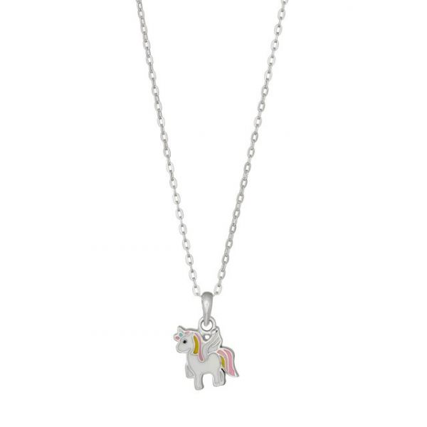 Rhod. silver pendant unicorn