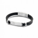 Black leather bracelet with steel element